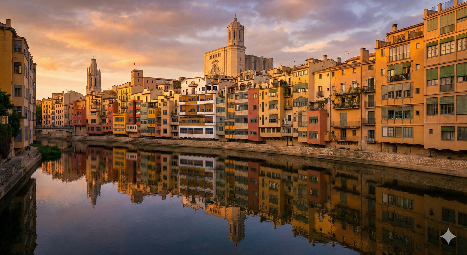 Vista del riu Onyar i les cases de colors a Girona